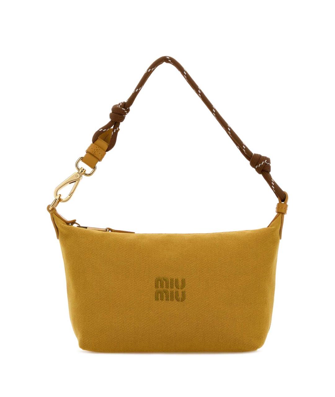 MIU MIU Бежевая тканевая сумка с короткими ручками, фото 1
