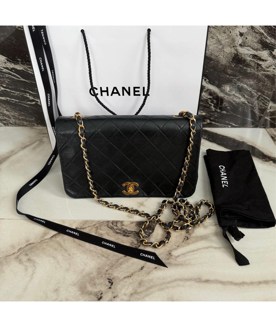 CHANEL Черная кожаная сумка через плечо, фото 3