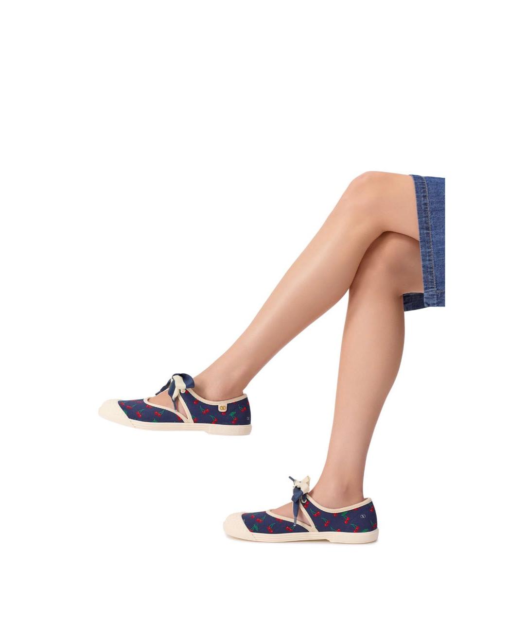 VALENTINO Темно-синие текстильные балетки, фото 3