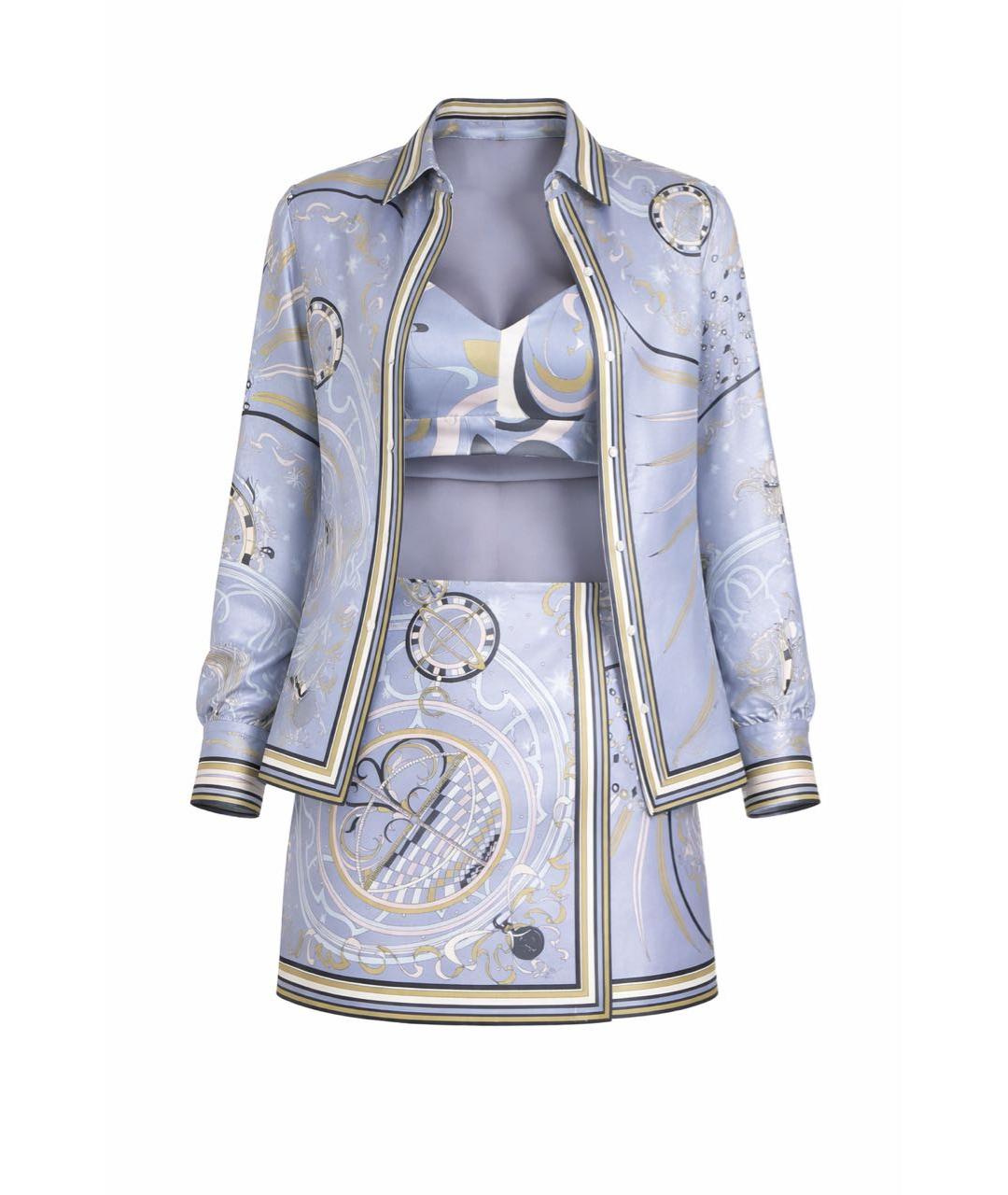 EMILIO PUCCI Мульти шелковый костюм с юбками, фото 9