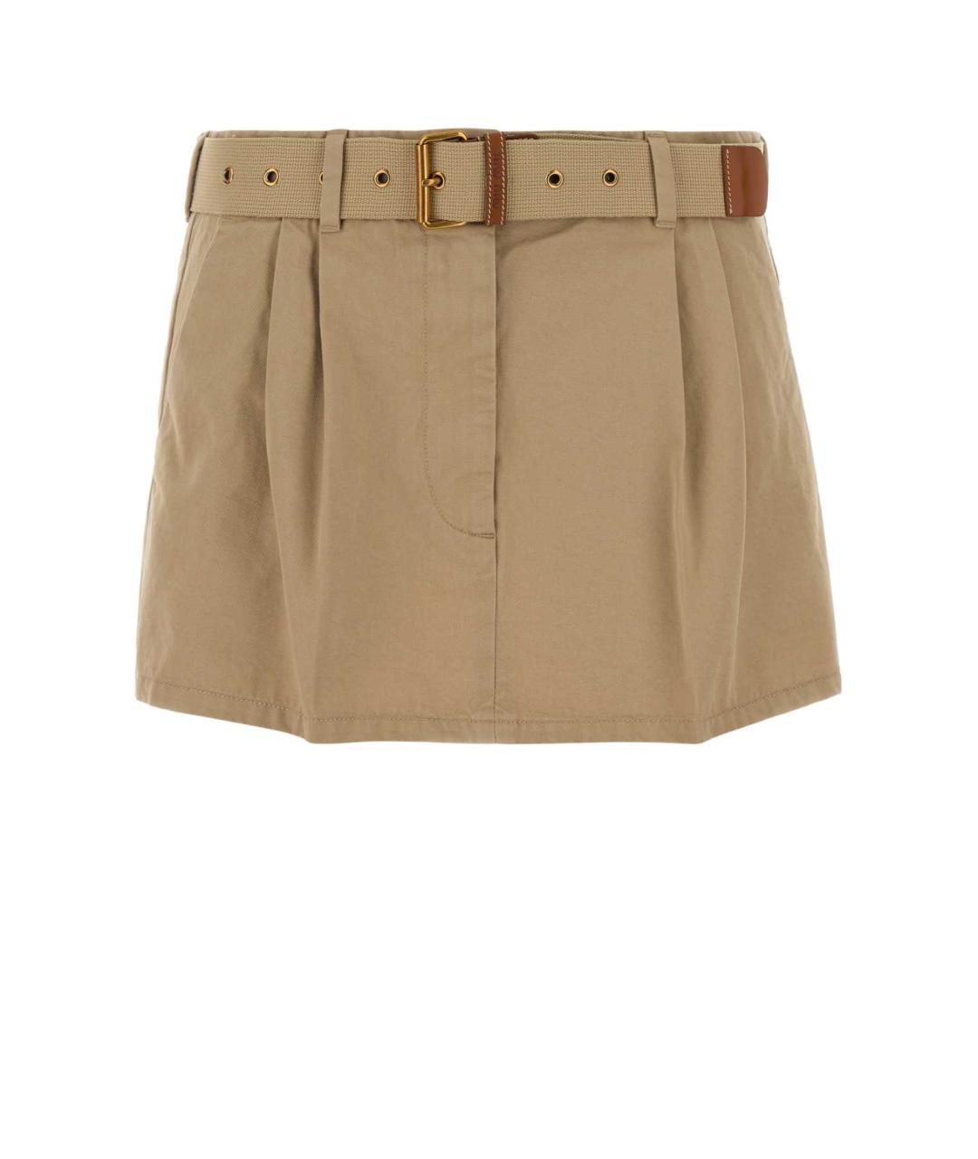 MIU MIU Бежевая хлопковая юбка мини, фото 1