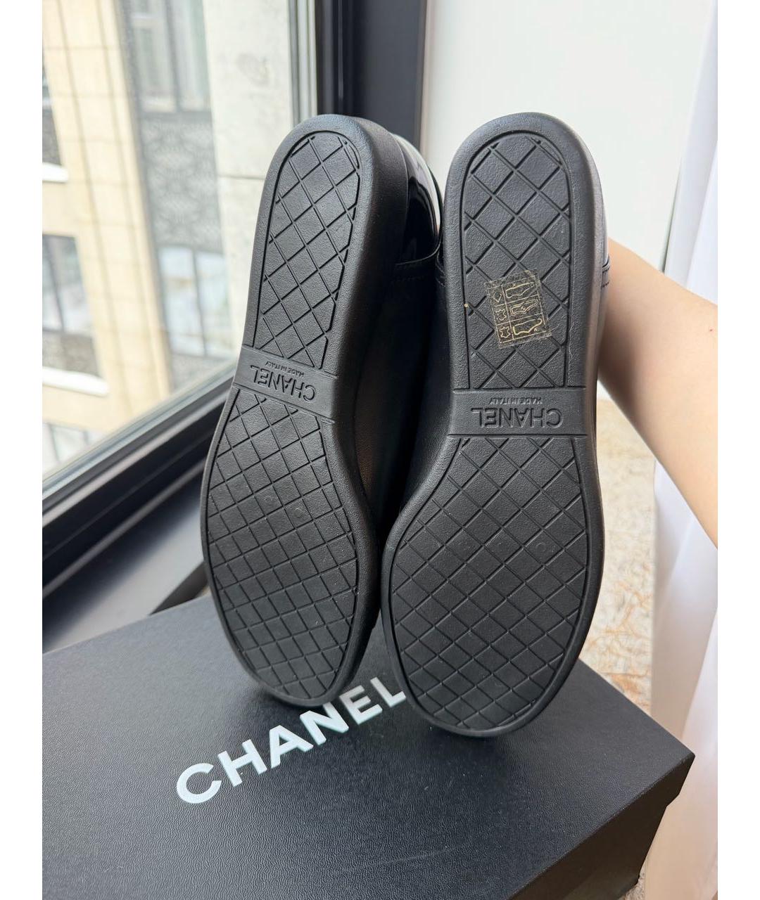 CHANEL Черные кожаные кеды, фото 4