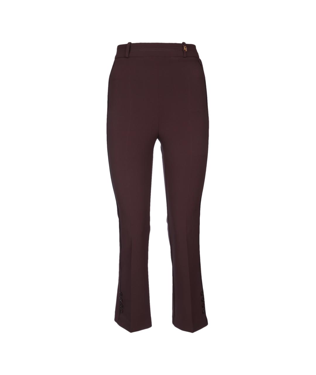 ELISABETTA FRANCHI Бордовые полиэстеровые прямые брюки, фото 1