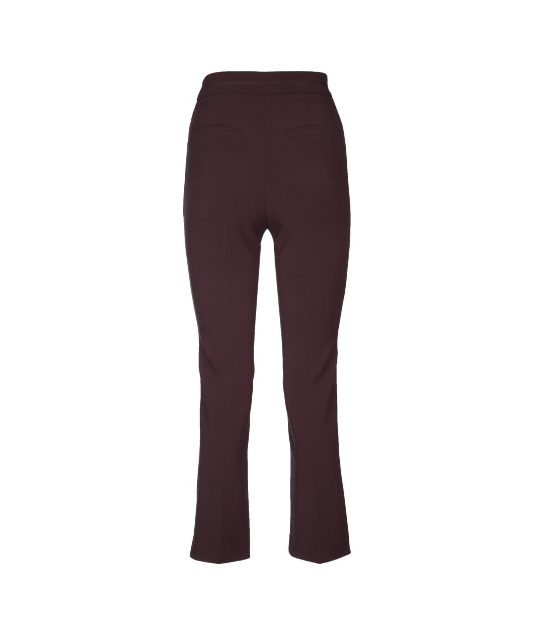 ELISABETTA FRANCHI Бордовые полиэстеровые прямые брюки, фото 2