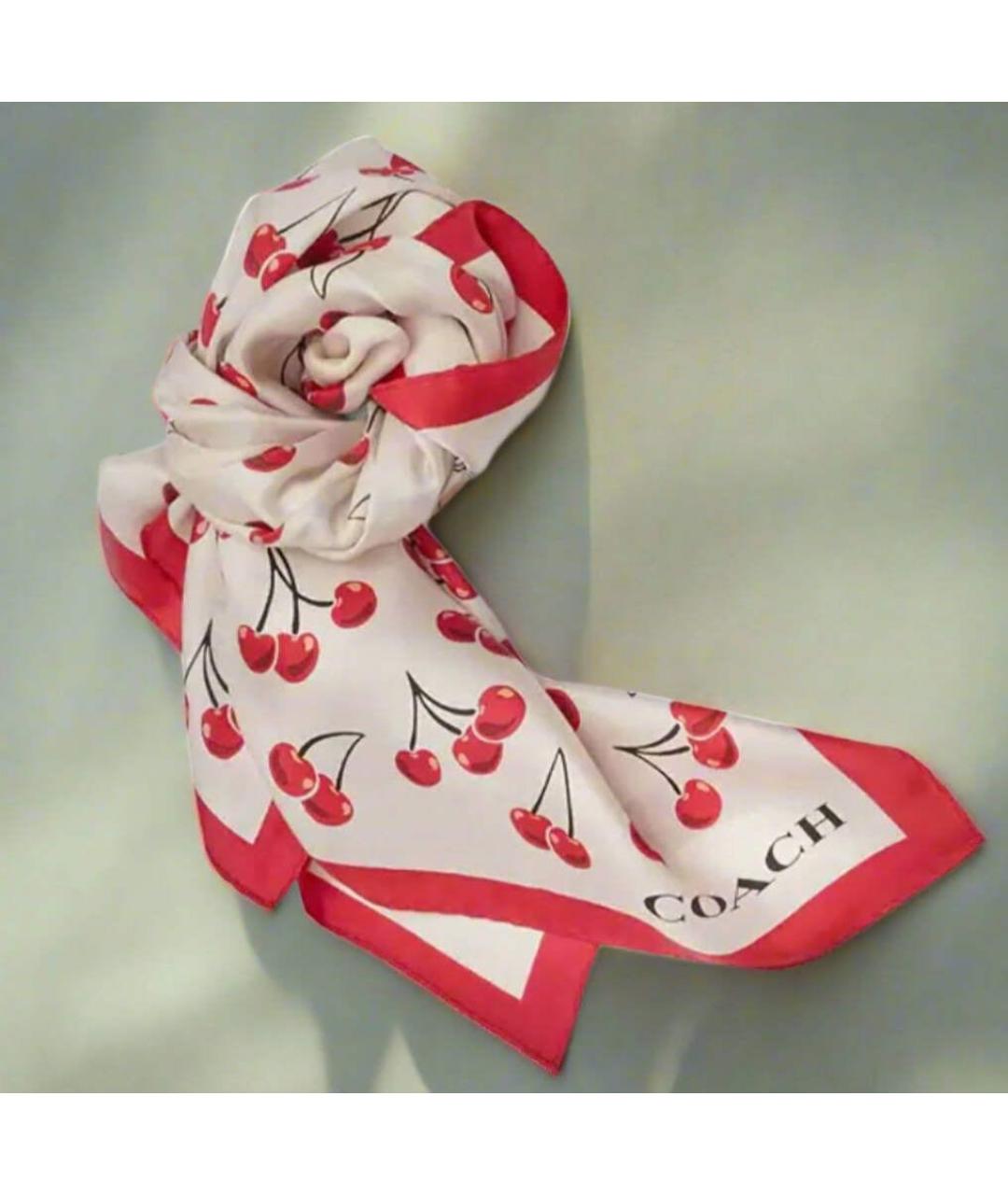 COACH Бордовый шелковый платок, фото 4