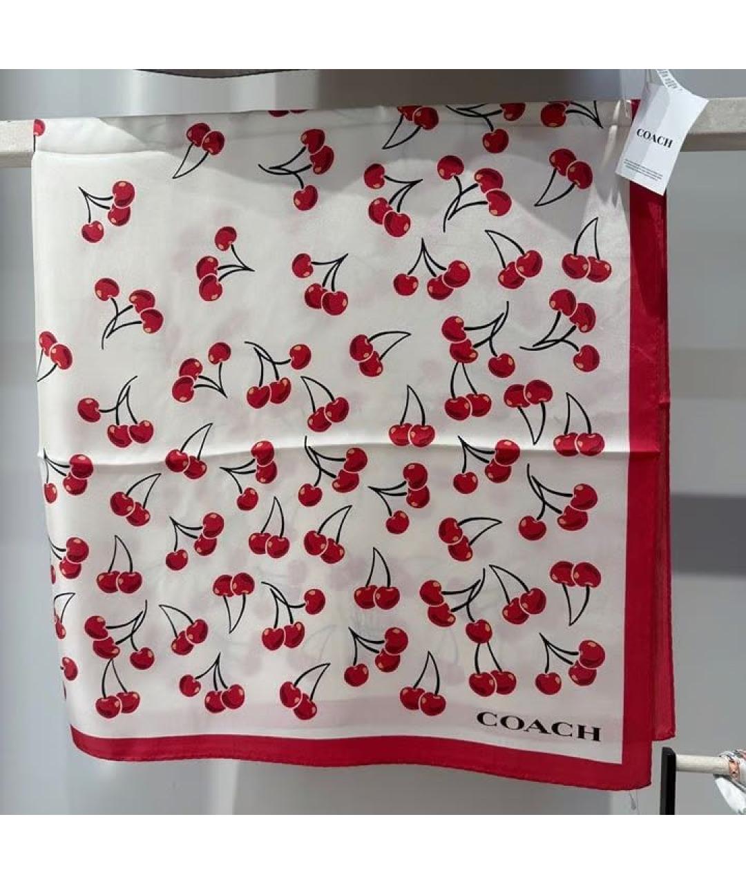 COACH Бордовый шелковый платок, фото 5