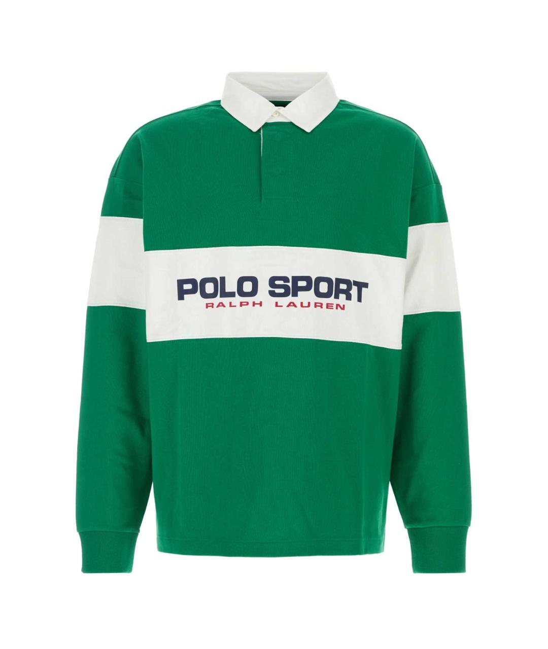 POLO RALPH LAUREN Зеленые хлопковое поло с длинным рукавом, фото 1