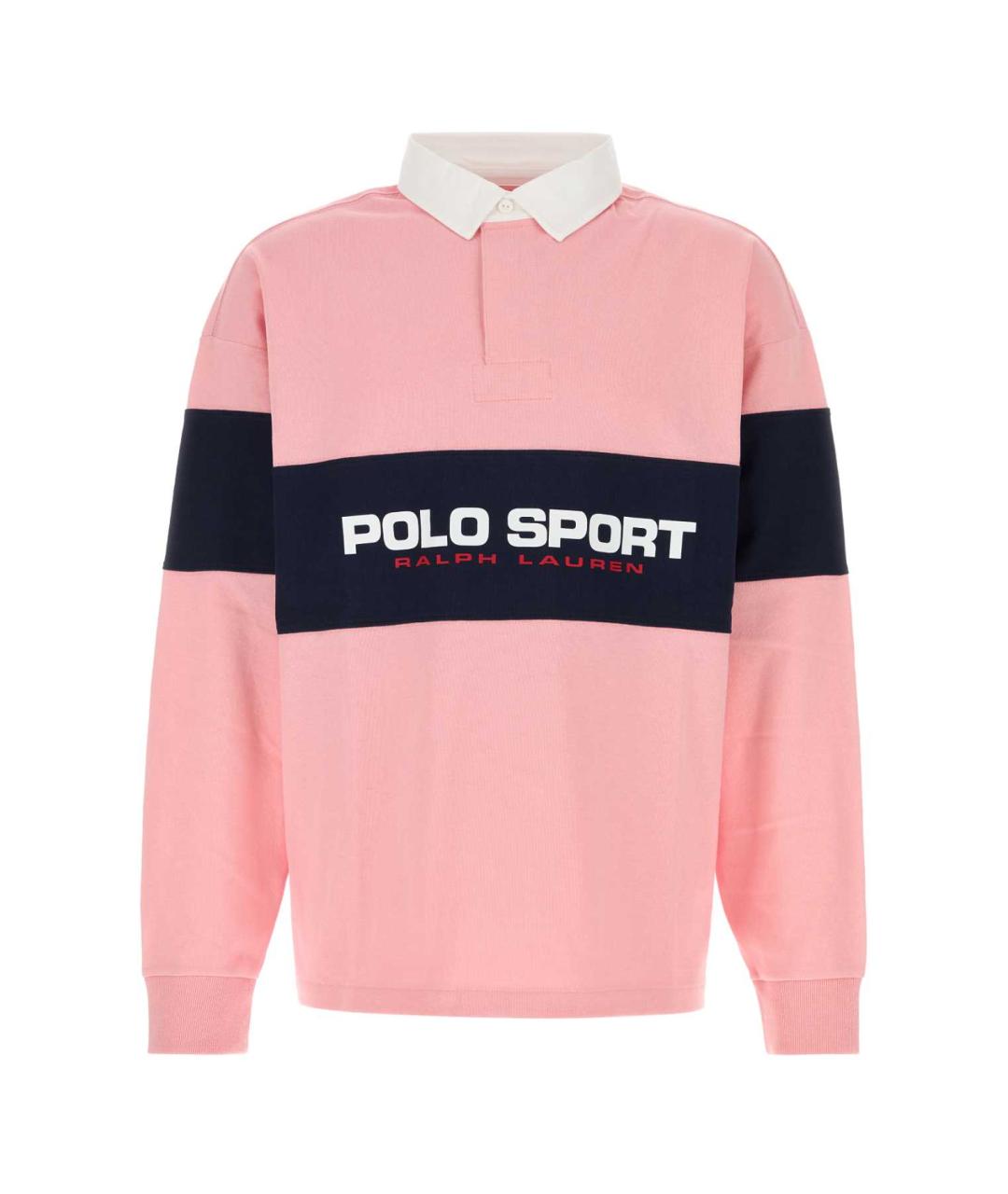 POLO RALPH LAUREN Розовое хлопковое поло с длинным рукавом, фото 1