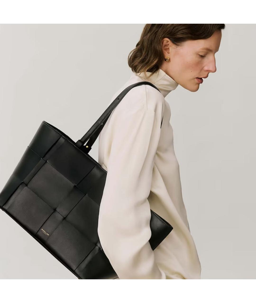 DEMELLIER Черная кожаная сумка тоут, фото 2