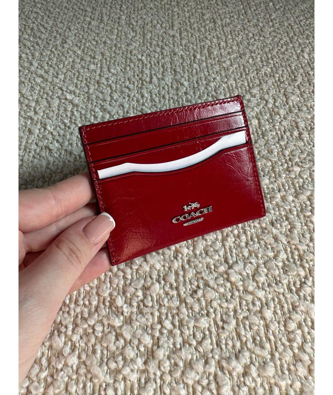 COACH Красный кожаный кардхолдер, фото 7