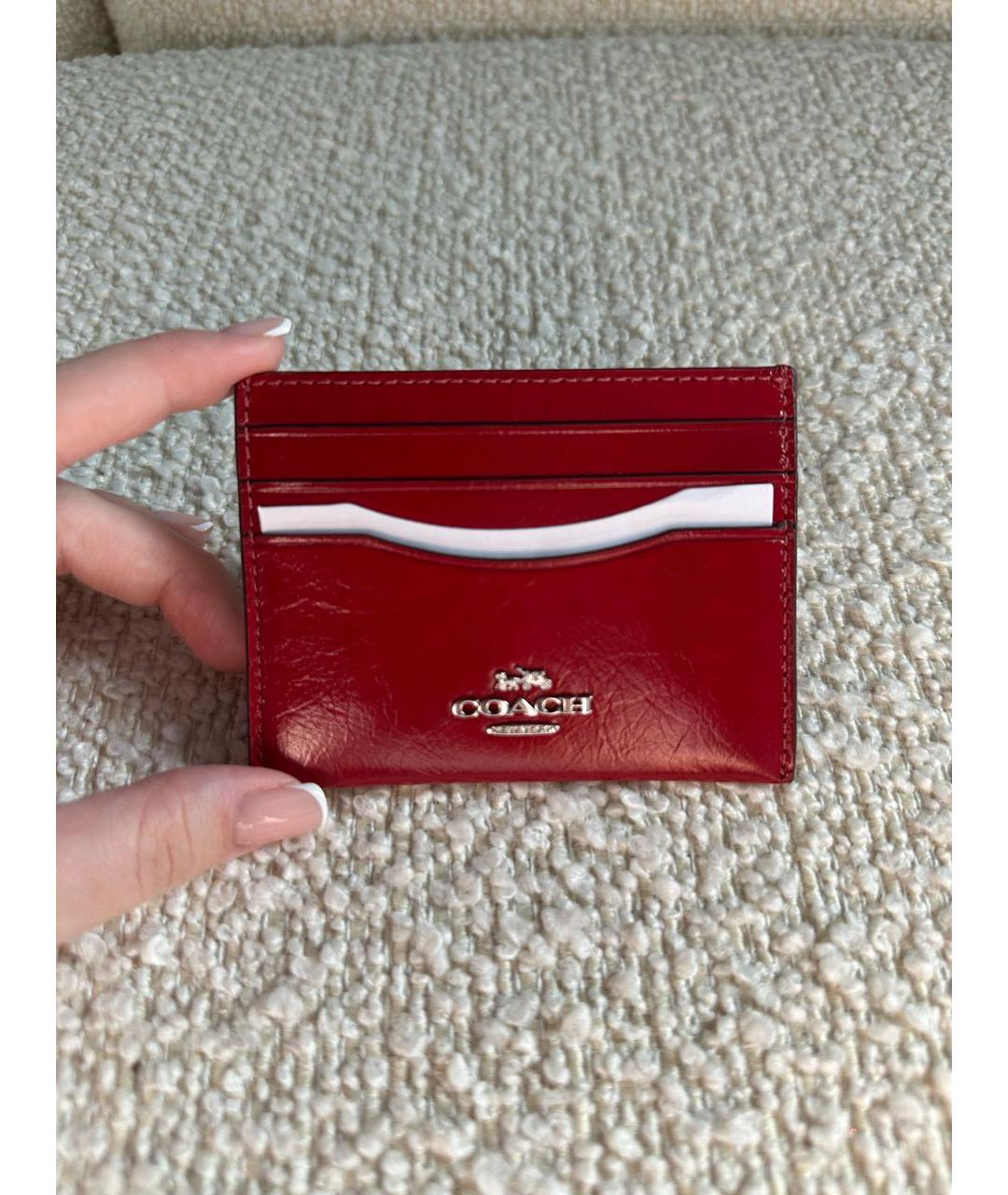 COACH Красный кожаный кардхолдер, фото 5