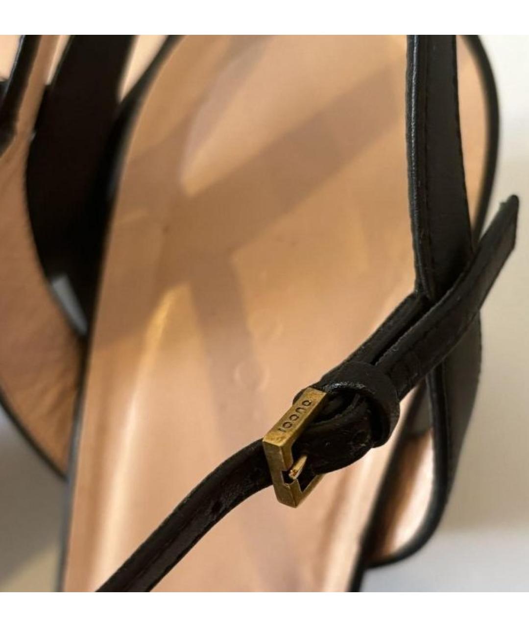 GUCCI Черные кожаные босоножки, фото 5