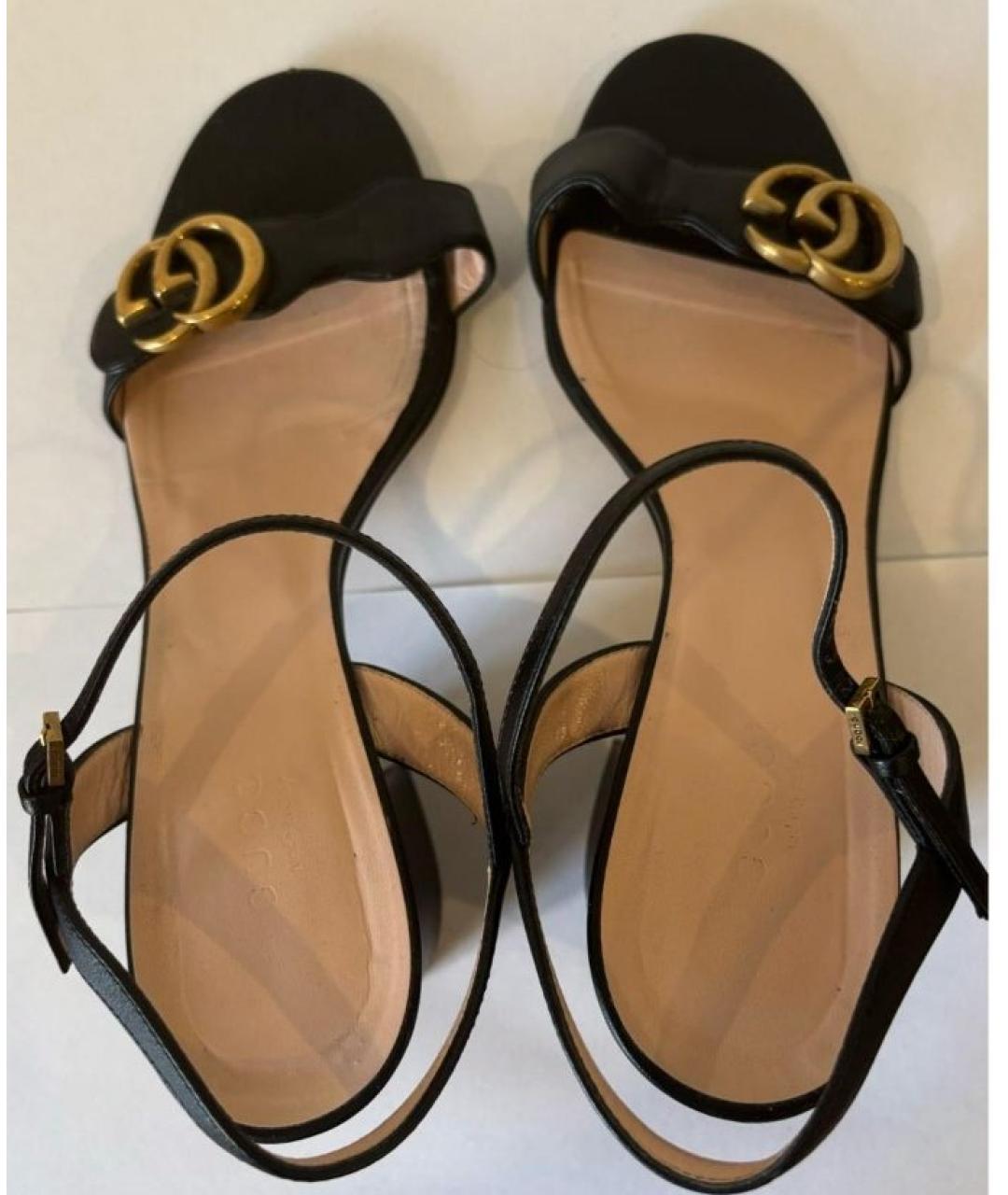 GUCCI Черные кожаные босоножки, фото 3