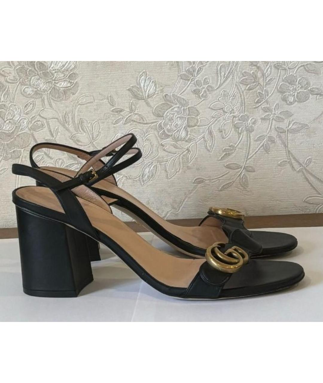 GUCCI Черные кожаные босоножки, фото 7