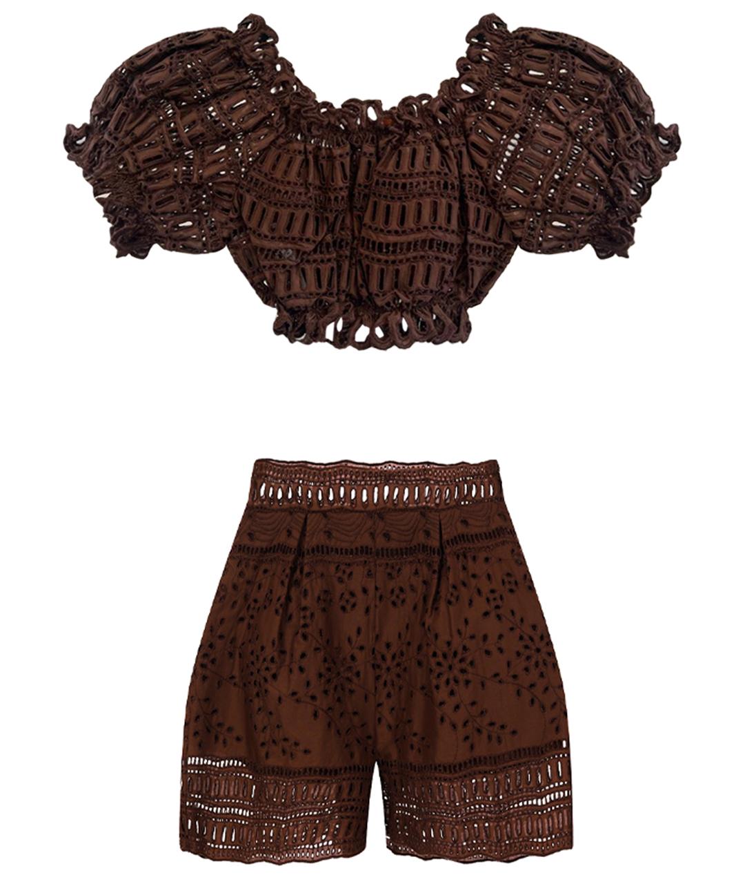 ERMANNO SCERVINO Коричневый хлопковый костюм с брюками, фото 1