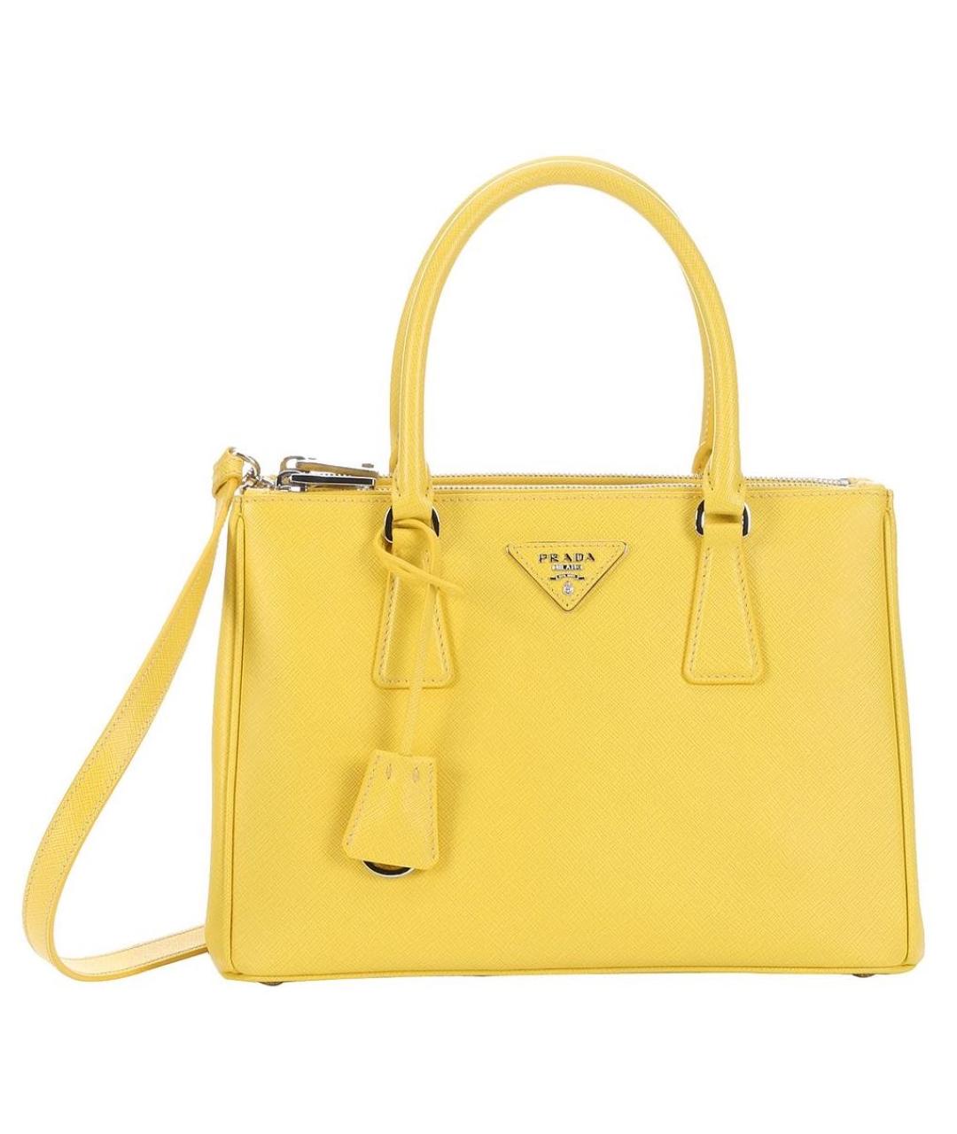 PRADA Желтая кожаная сумка с короткими ручками, фото 1