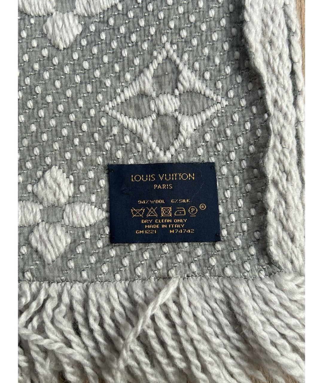 LOUIS VUITTON Серый шерстяной шарф, фото 4