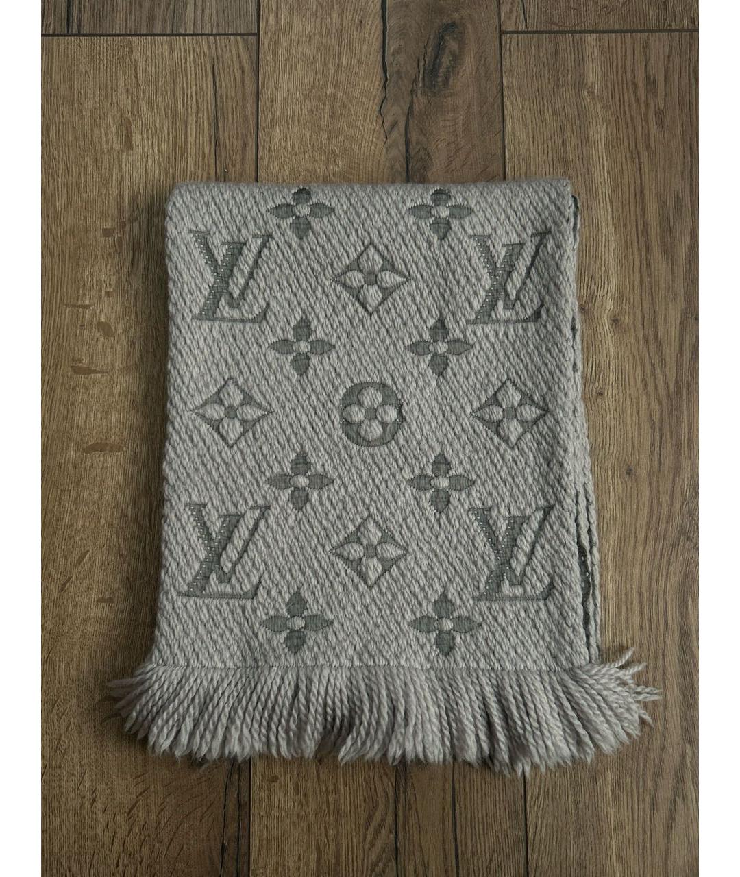 LOUIS VUITTON Серый шерстяной шарф, фото 2