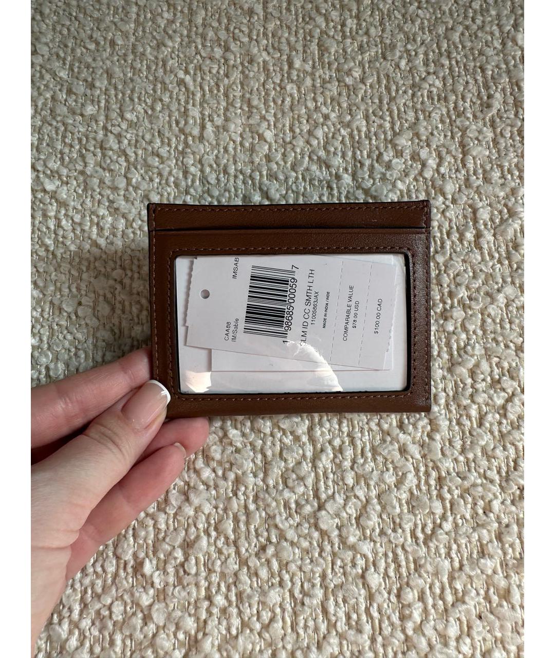 COACH Коричневый кожаный кардхолдер, фото 6