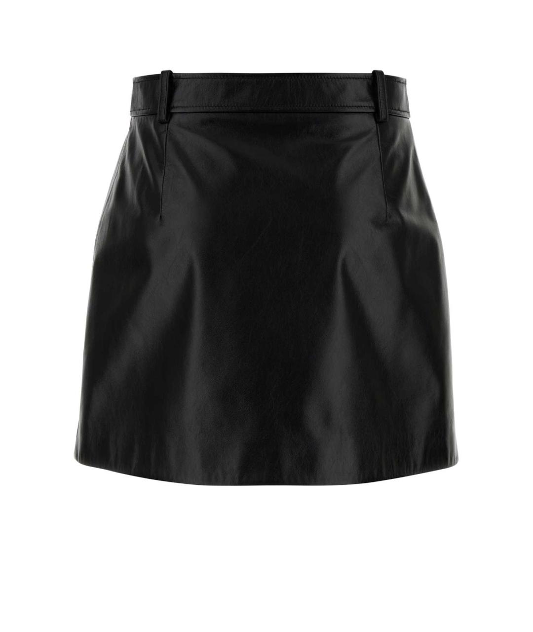 GUCCI Черная кожаная юбка мини, фото 2
