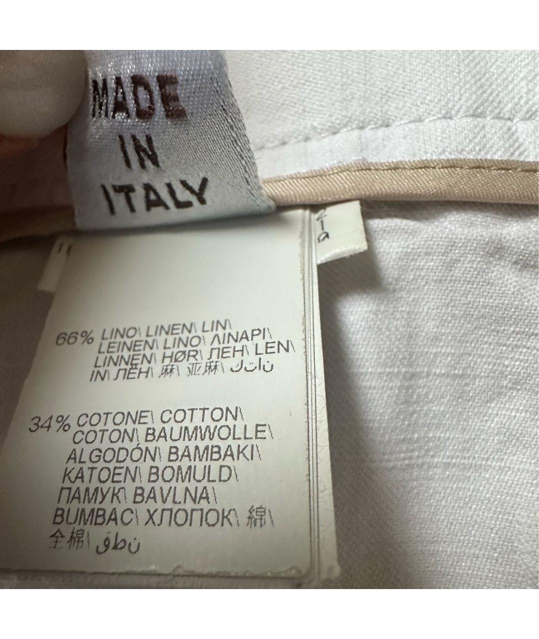 BRUNELLO CUCINELLI Белые хлопко-леновые джинсы слим, фото 4