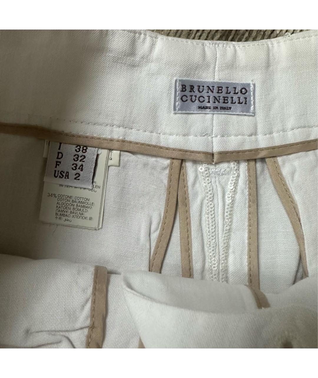 BRUNELLO CUCINELLI Белые хлопко-леновые джинсы слим, фото 3