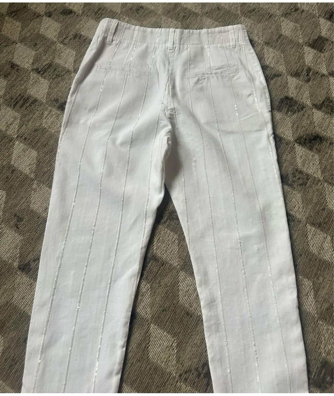 BRUNELLO CUCINELLI Белые хлопко-леновые джинсы слим, фото 2