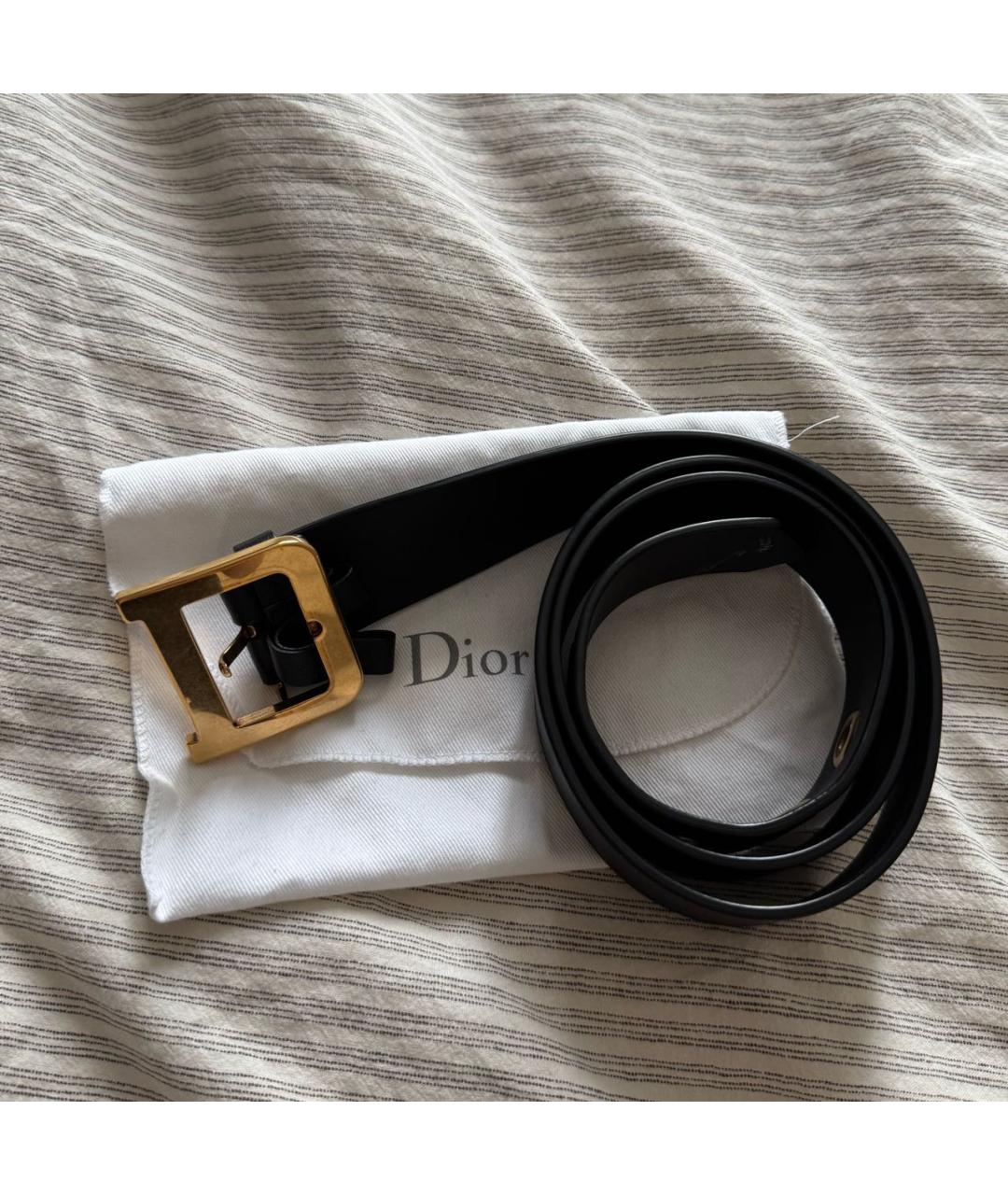 CHRISTIAN DIOR Черный кожаный ремень, фото 2