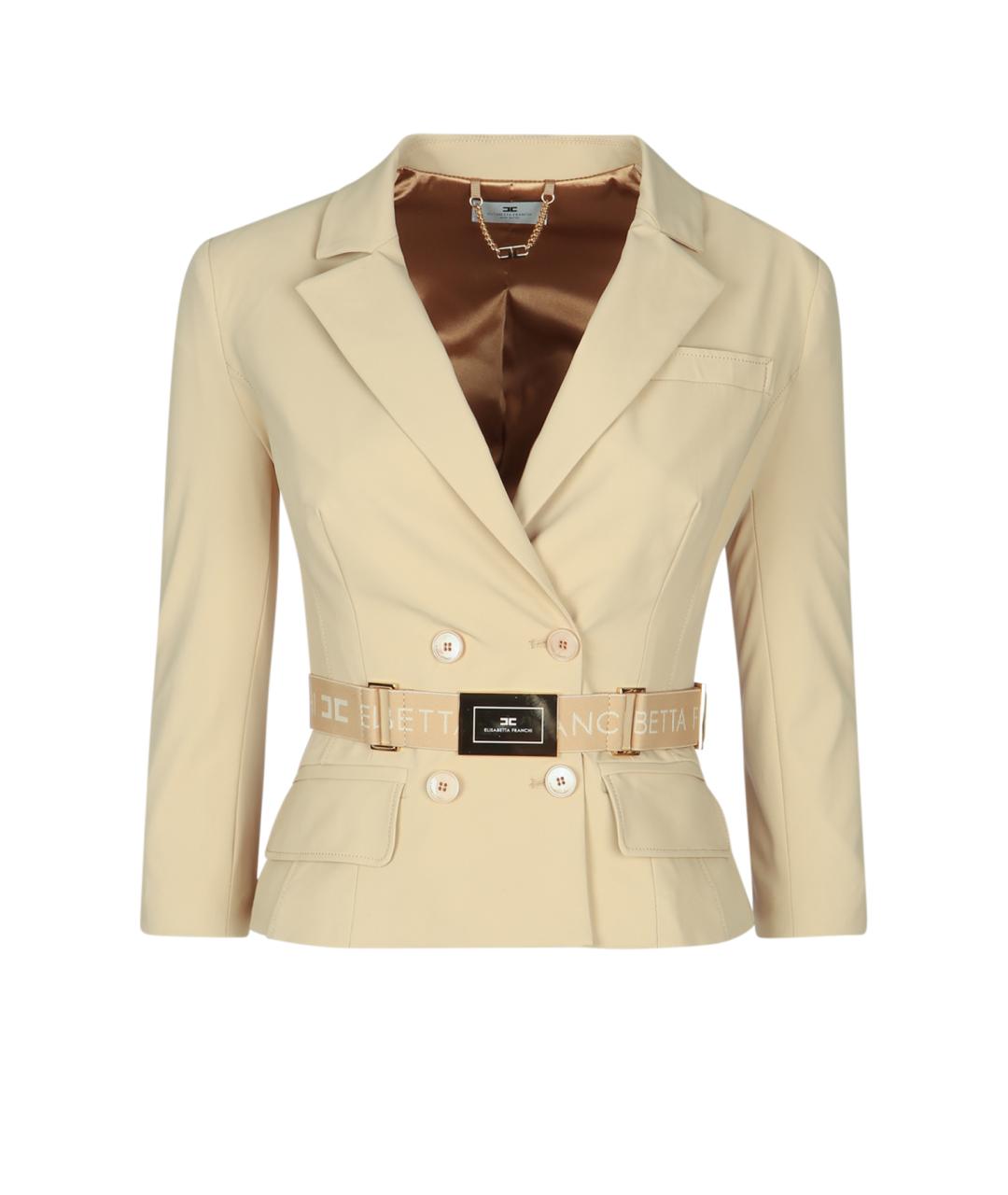 ELISABETTA FRANCHI Бежевый жакет/пиджак, фото 1