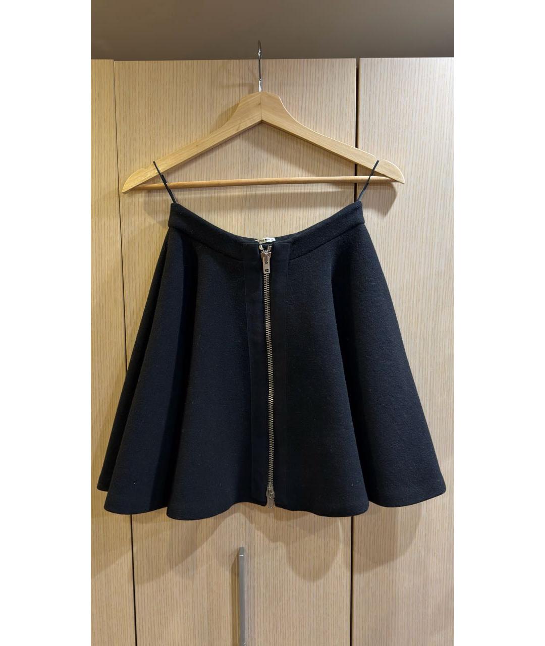 MIU MIU Черная шерстяная юбка мини, фото 5