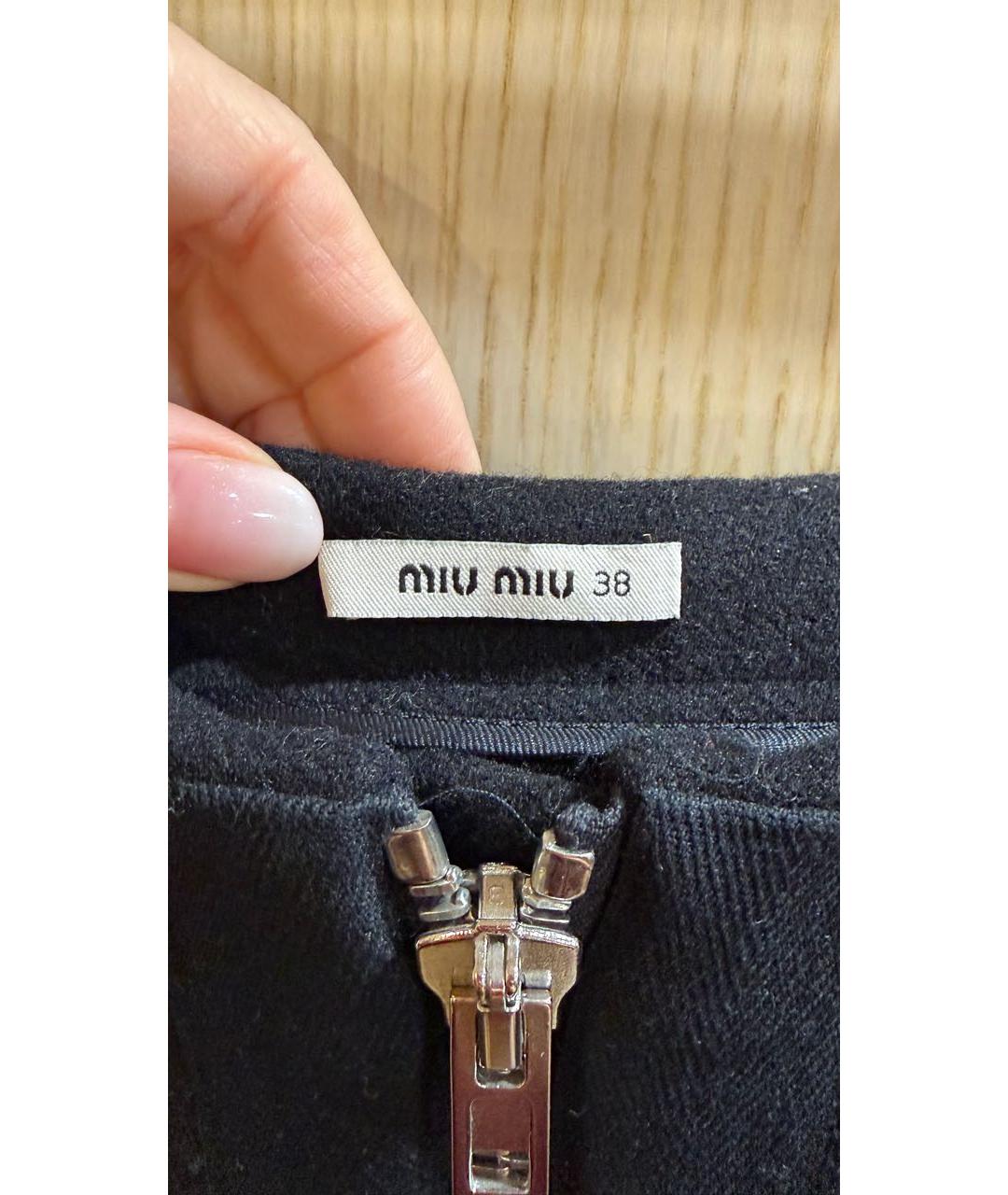 MIU MIU Черная шерстяная юбка мини, фото 3