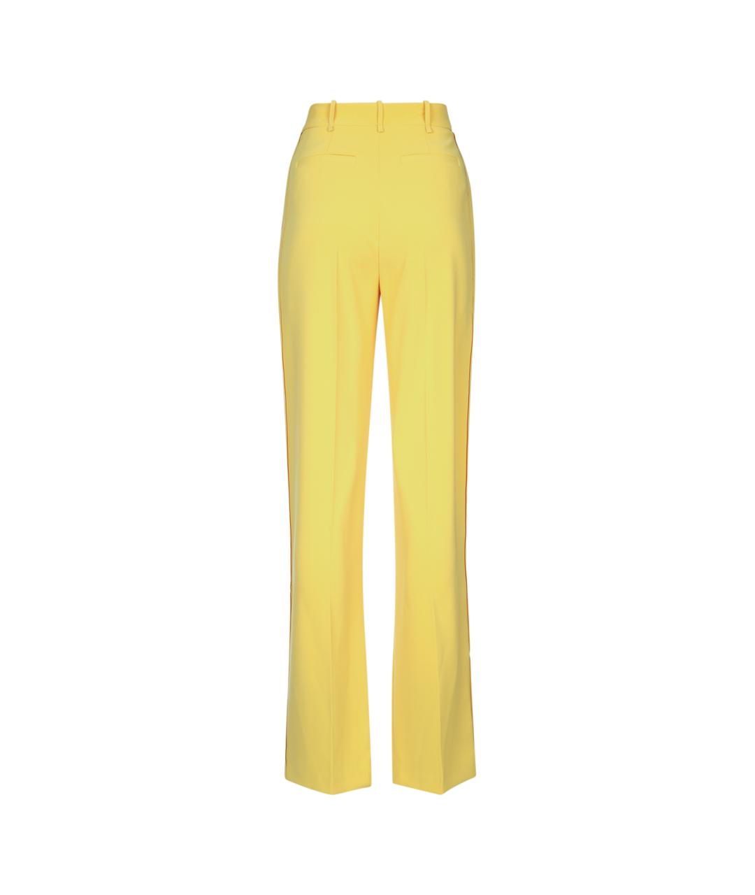 ELISABETTA FRANCHI Желтые полиэстеровые прямые брюки, фото 2