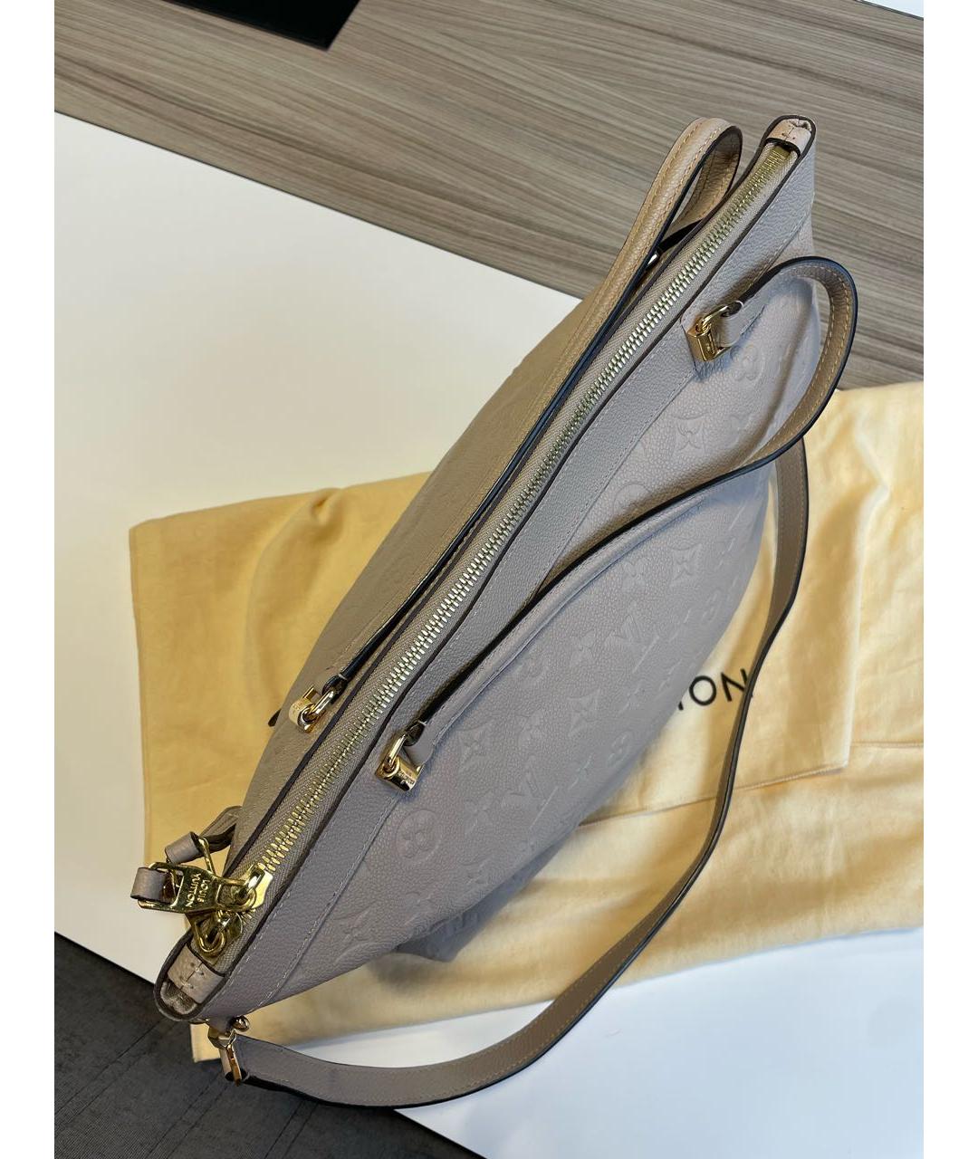 LOUIS VUITTON Бежевая кожаная сумка тоут, фото 6