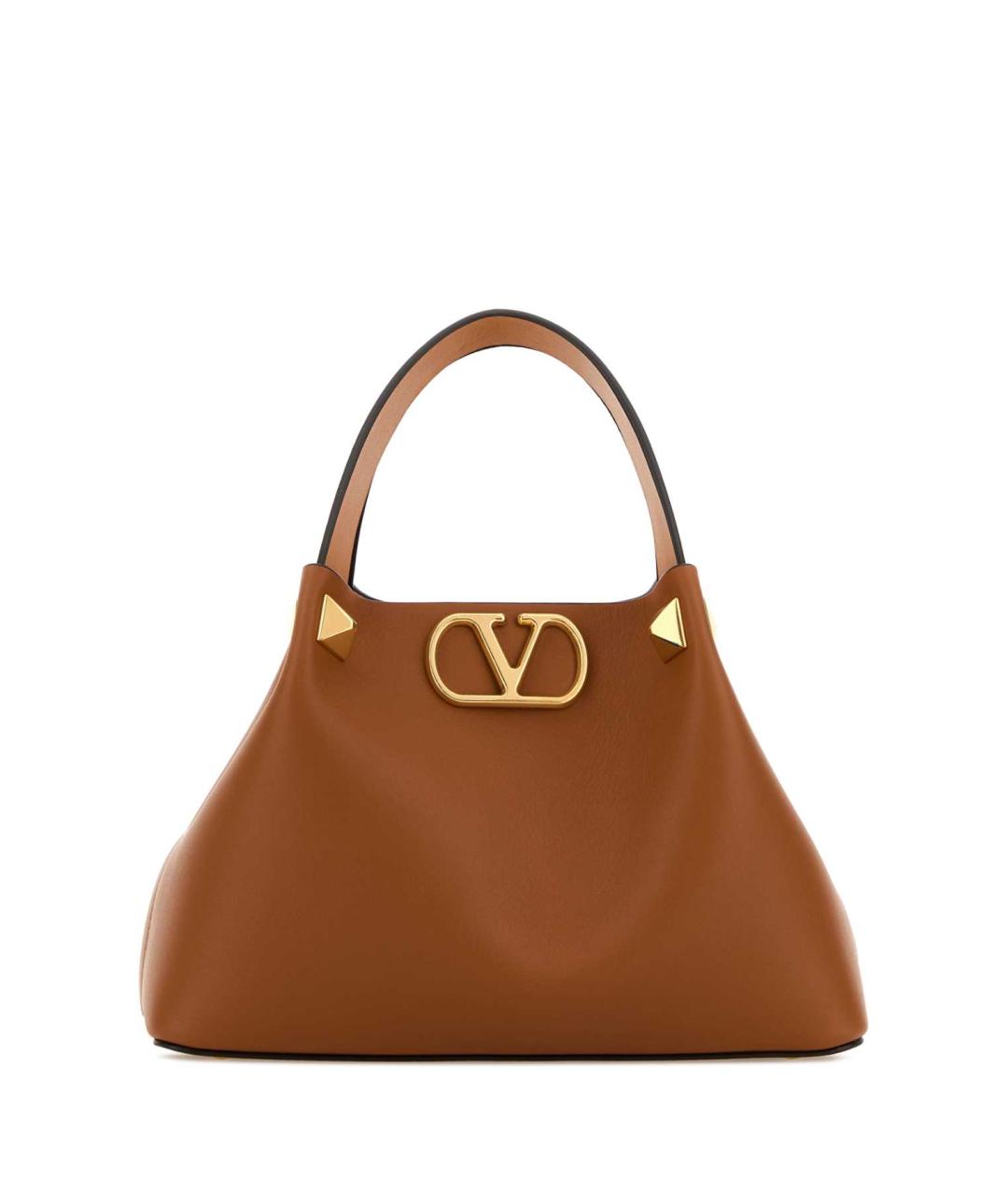 VALENTINO Бежевая кожаная сумка с короткими ручками, фото 1