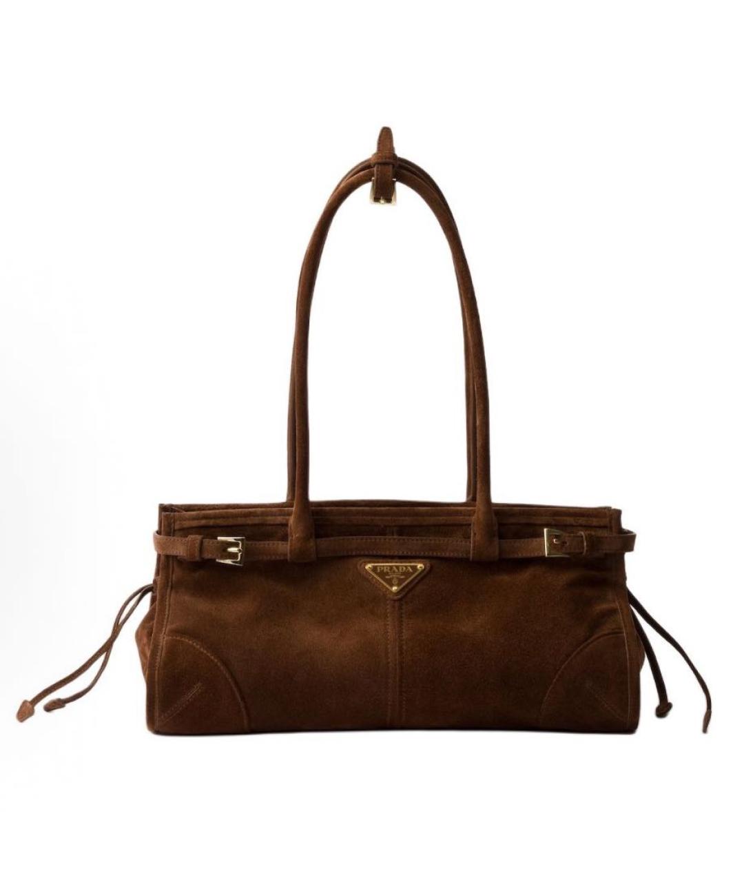 PRADA Коричневая замшевая сумка через плечо, фото 9