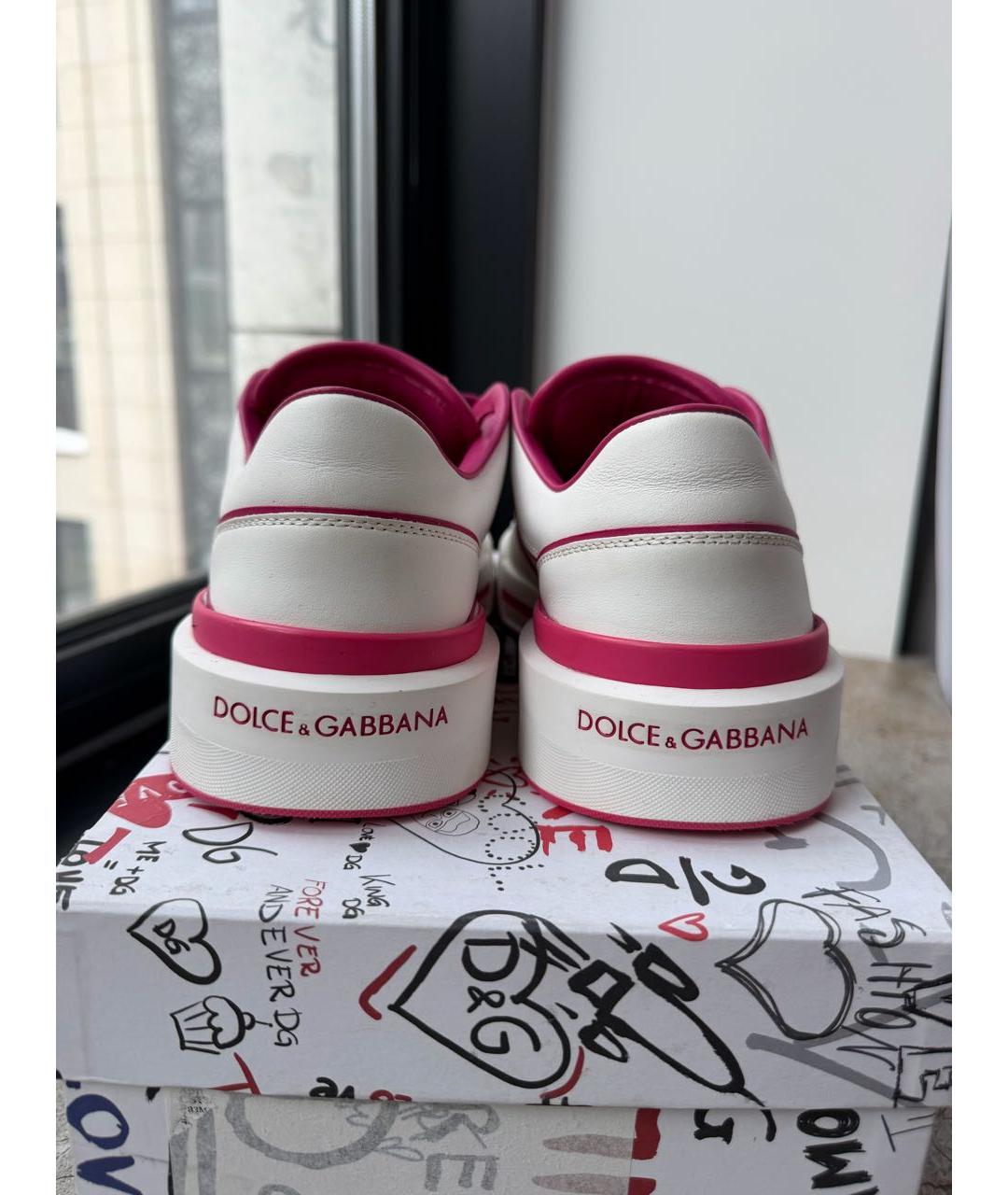 DOLCE&GABBANA Белые кожаные кеды, фото 4