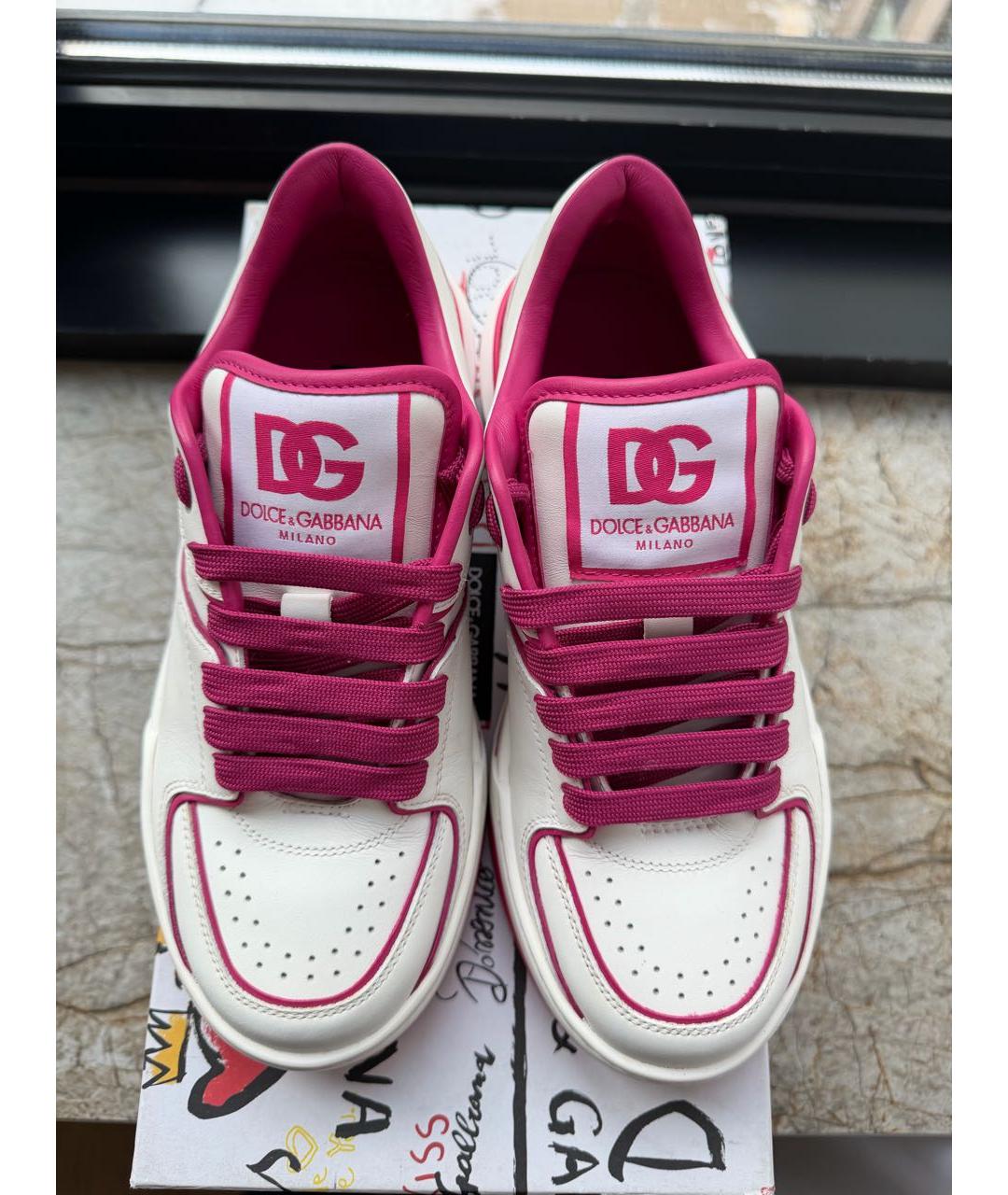 DOLCE&GABBANA Белые кожаные кеды, фото 3