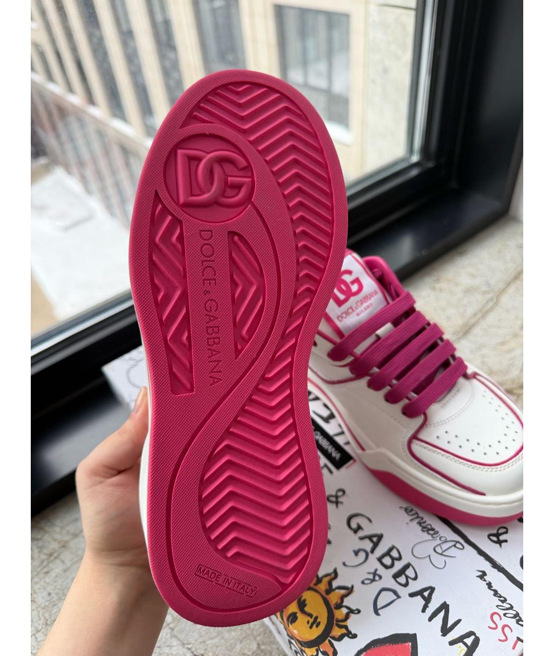 DOLCE&GABBANA Белые кожаные кеды, фото 5