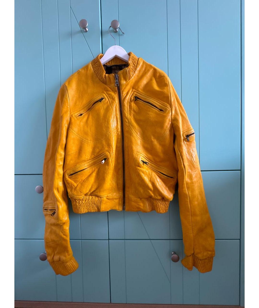 DOLCE&GABBANA Горчичная кожаная куртка, фото 9