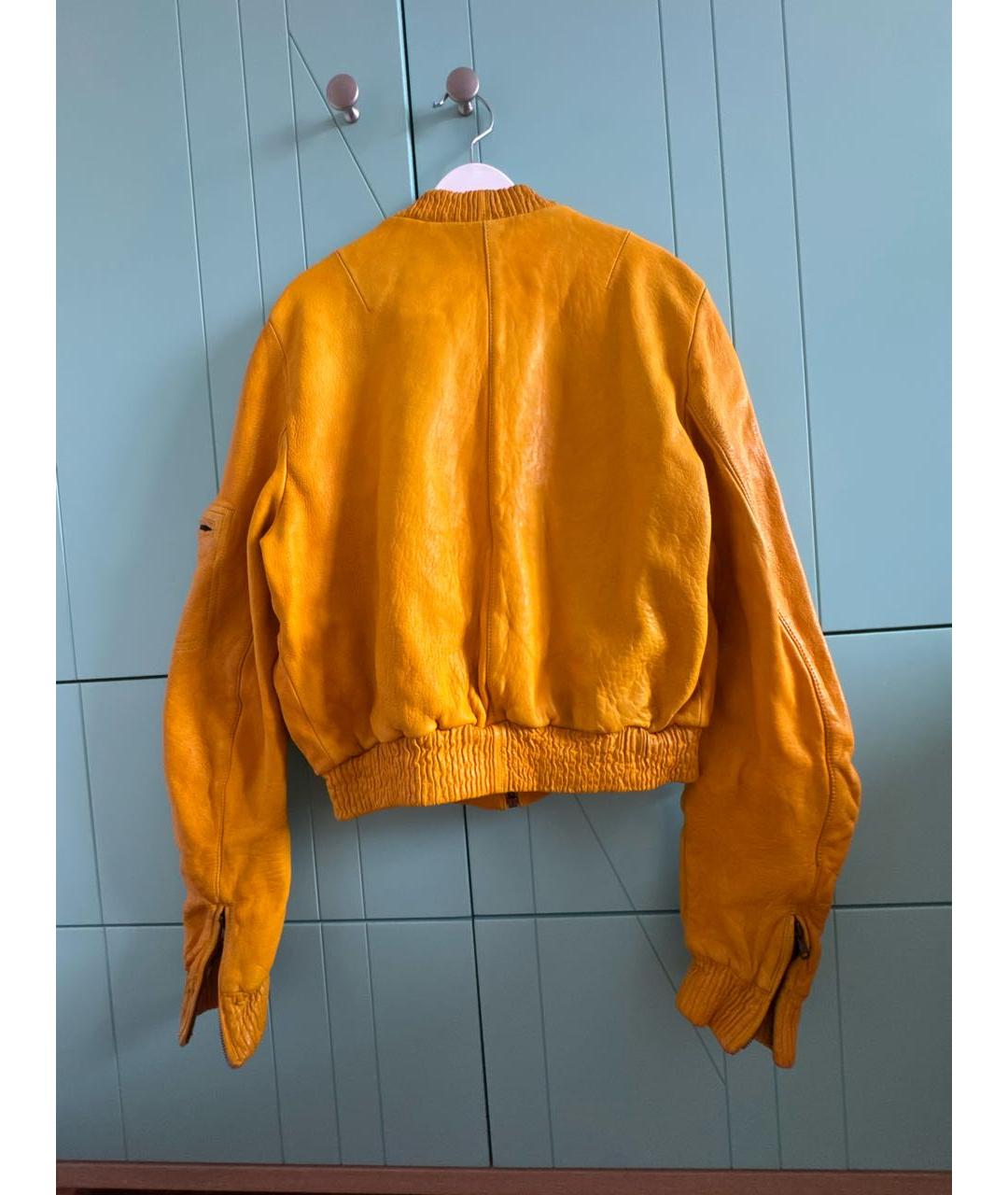 DOLCE&GABBANA Горчичная кожаная куртка, фото 2