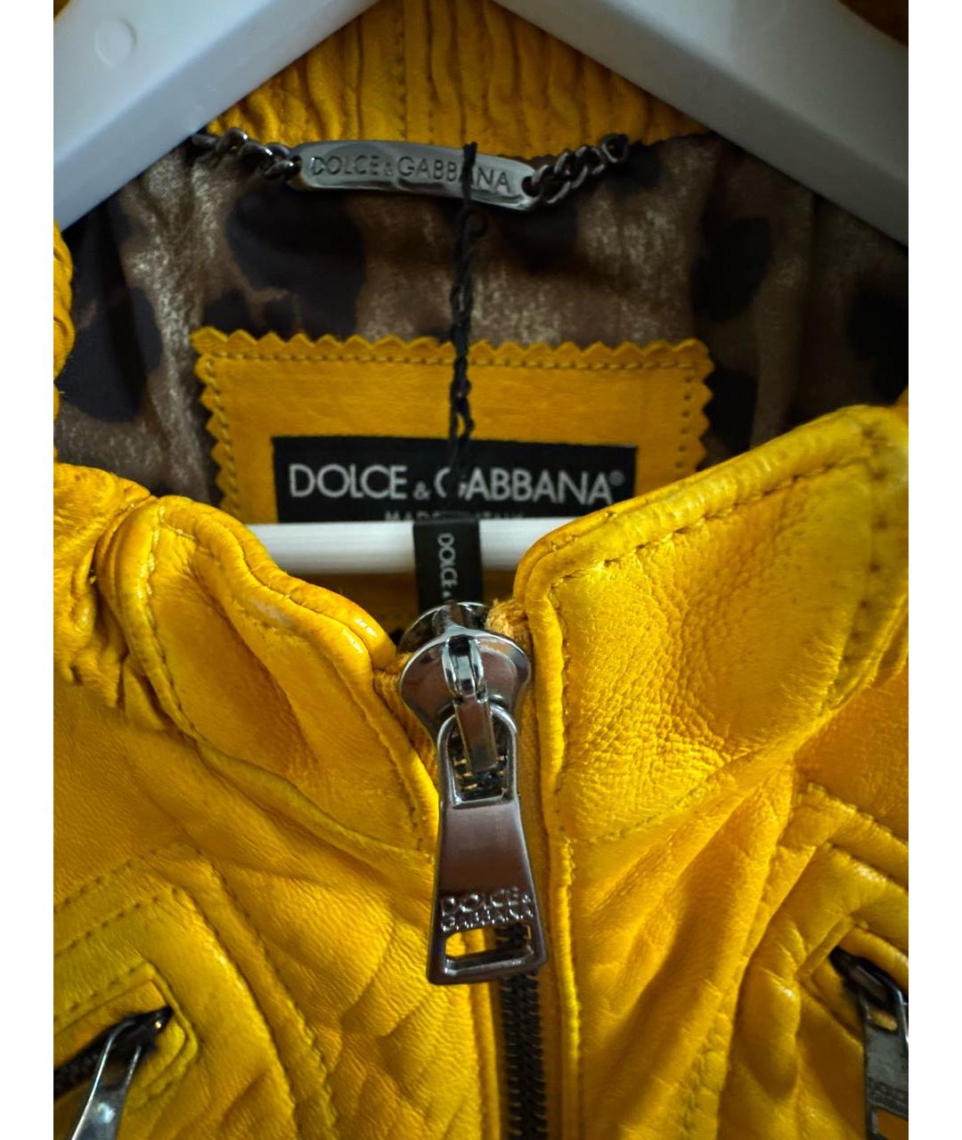 DOLCE&GABBANA Горчичная кожаная куртка, фото 7