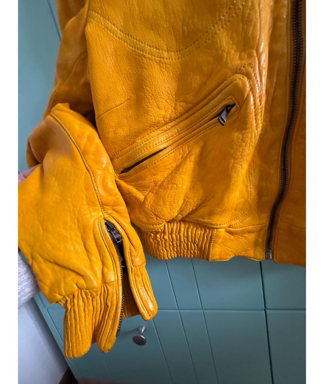 DOLCE&GABBANA Горчичная кожаная куртка, фото 6