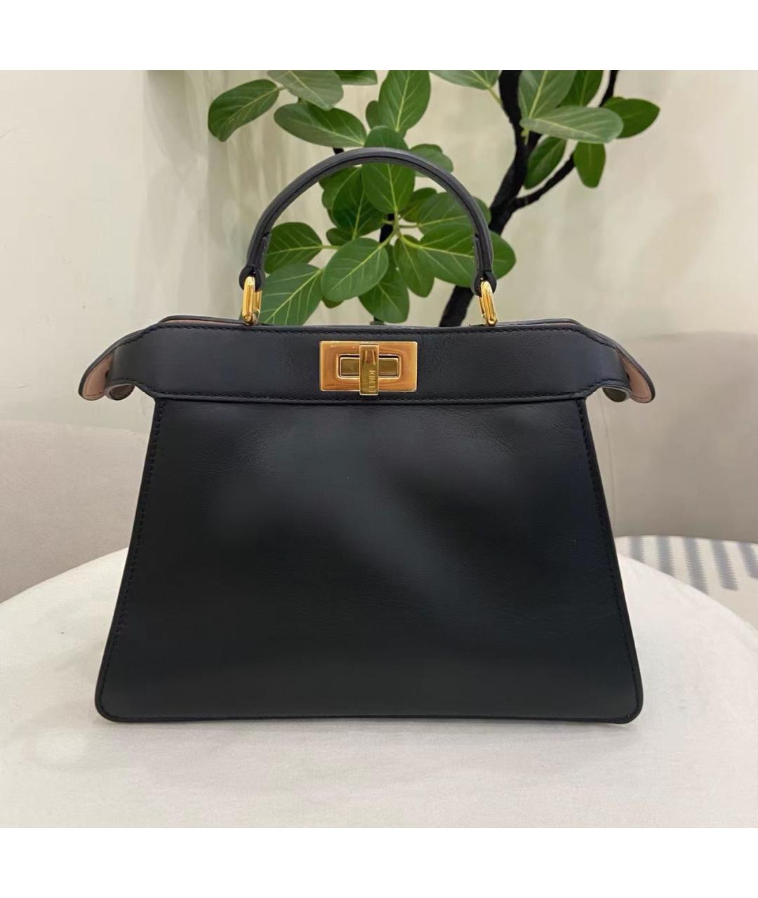 FENDI Черная кожаная сумка с короткими ручками, фото 8