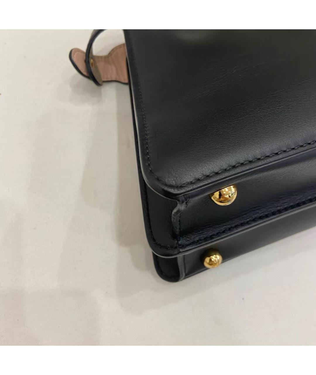 FENDI Черная кожаная сумка с короткими ручками, фото 6