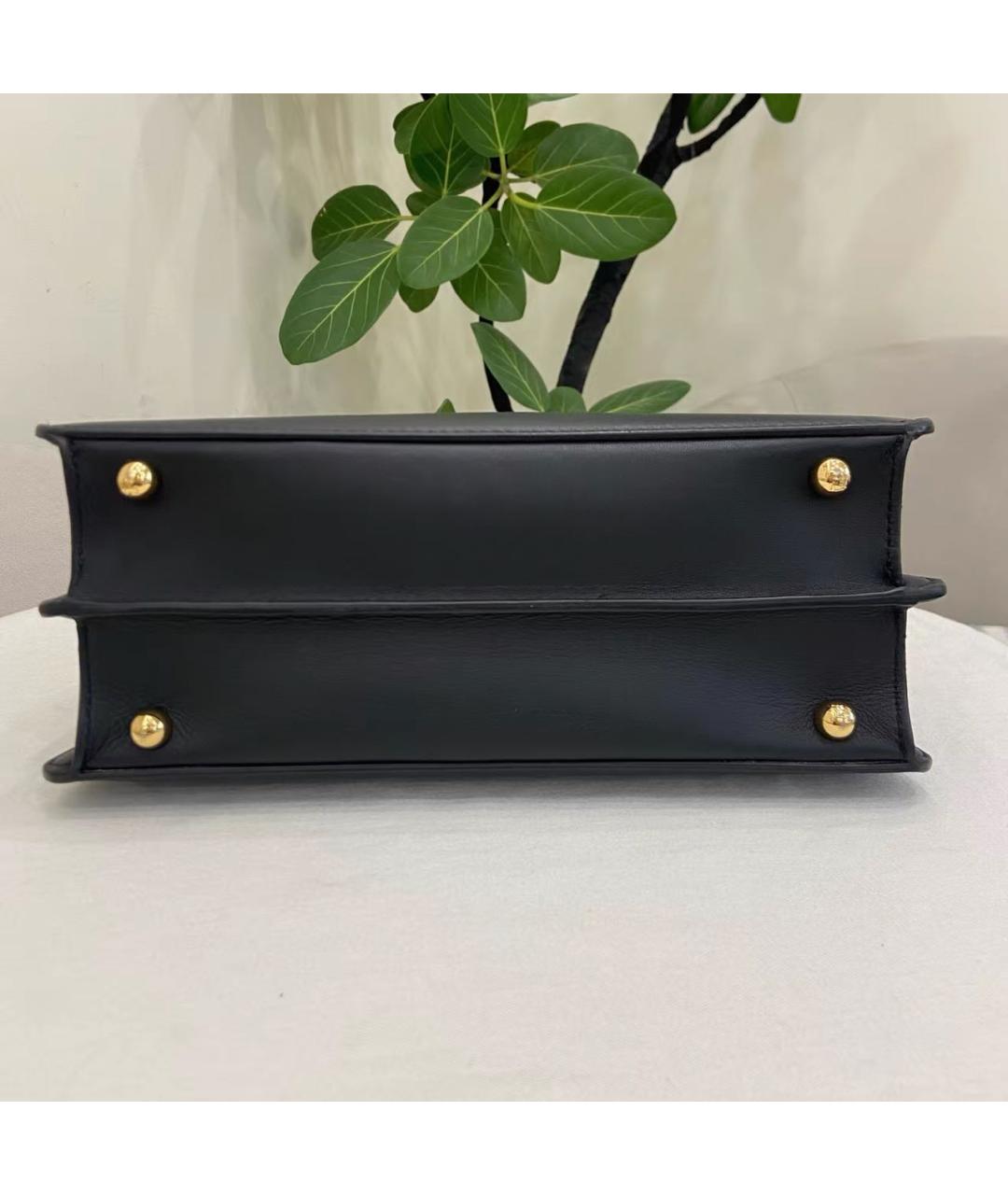 FENDI Черная кожаная сумка с короткими ручками, фото 7