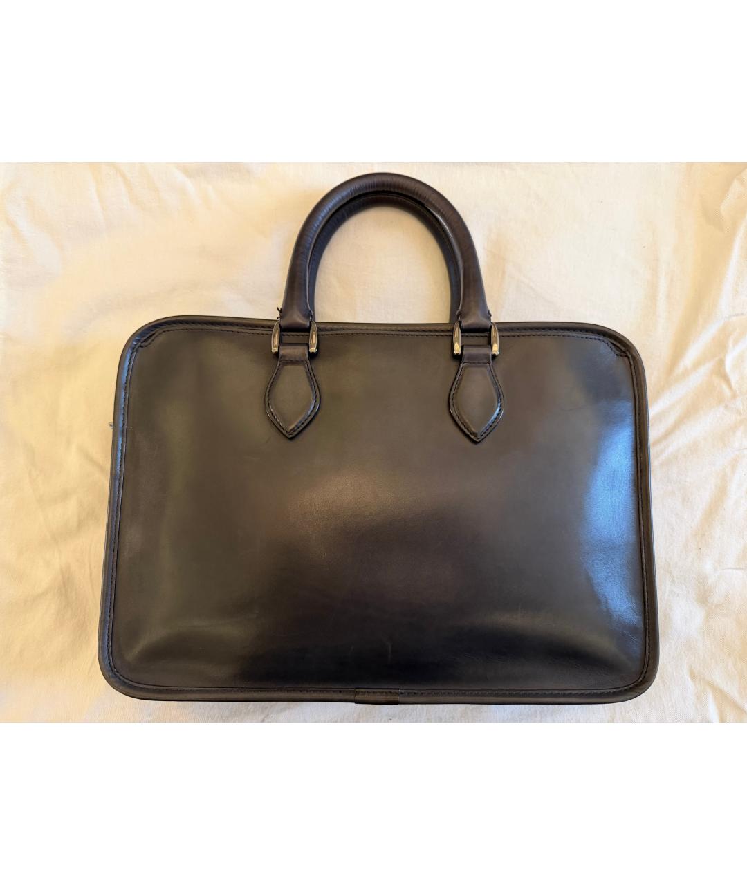 BERLUTI Антрацитовый кожаный портфель, фото 3