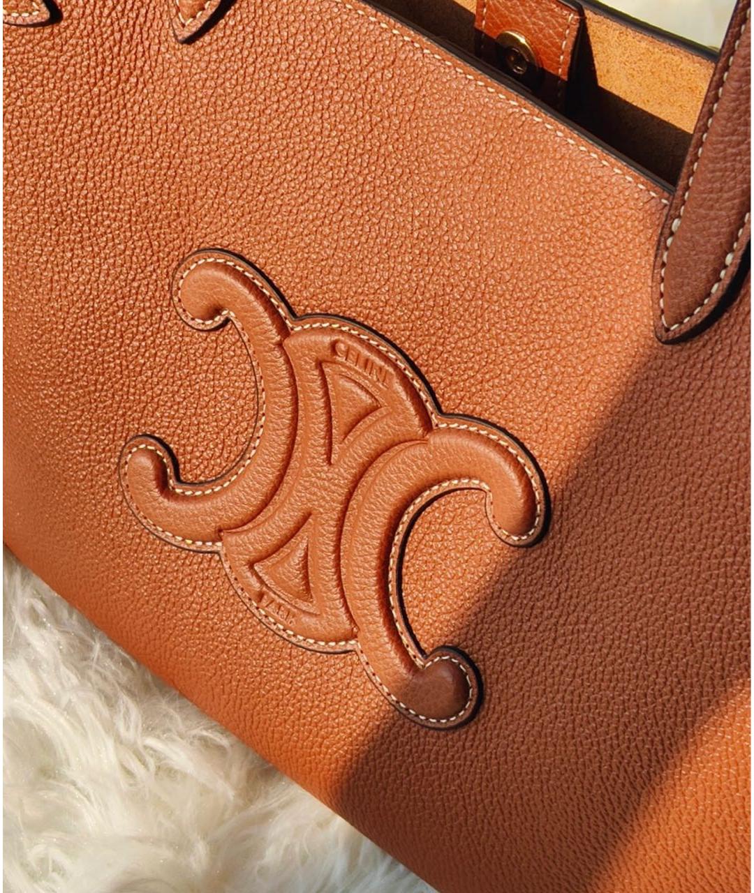 CELINE Коричневая кожаная сумка тоут, фото 7