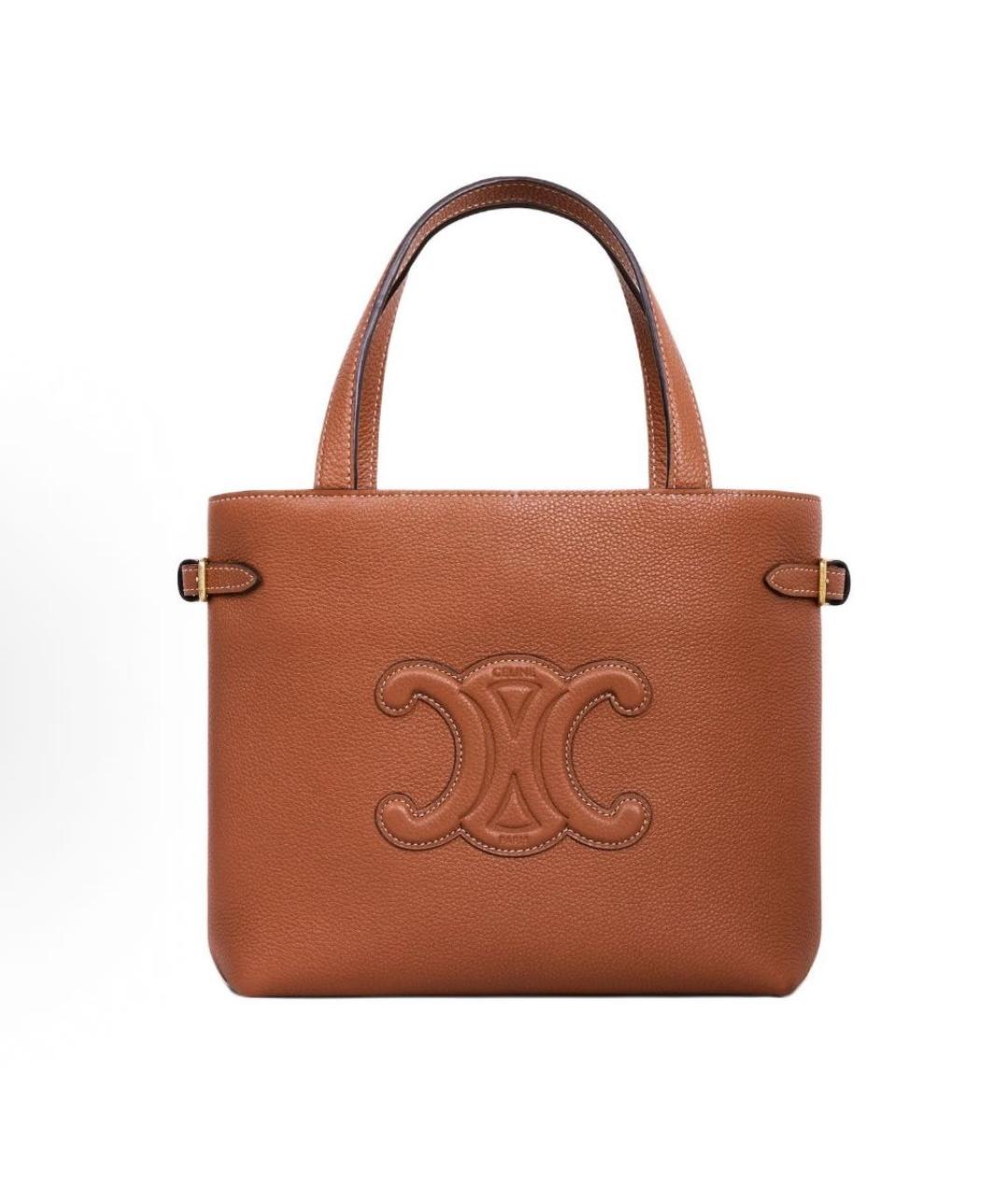 CELINE Коричневая кожаная сумка тоут, фото 3