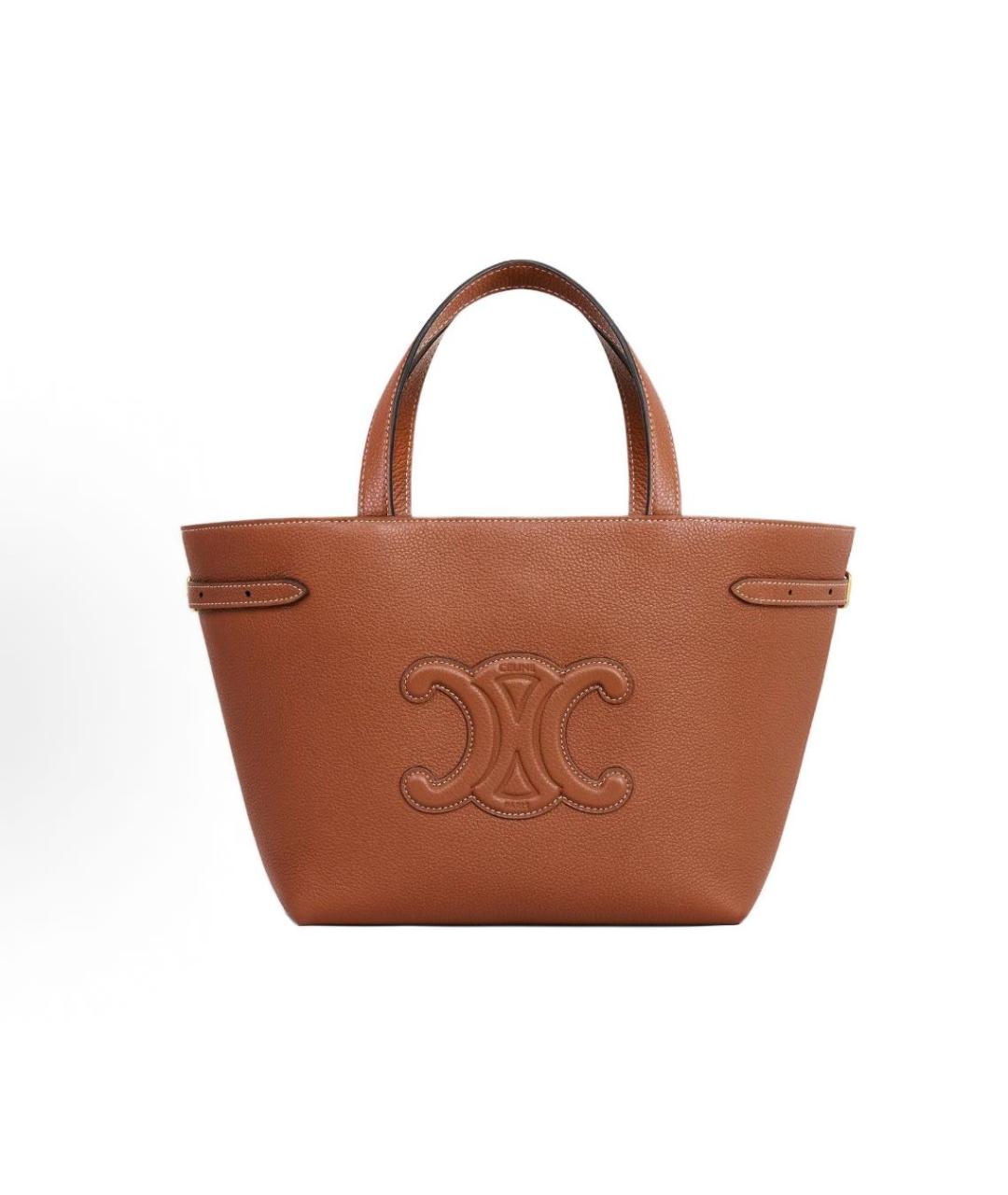 CELINE Коричневая кожаная сумка тоут, фото 9