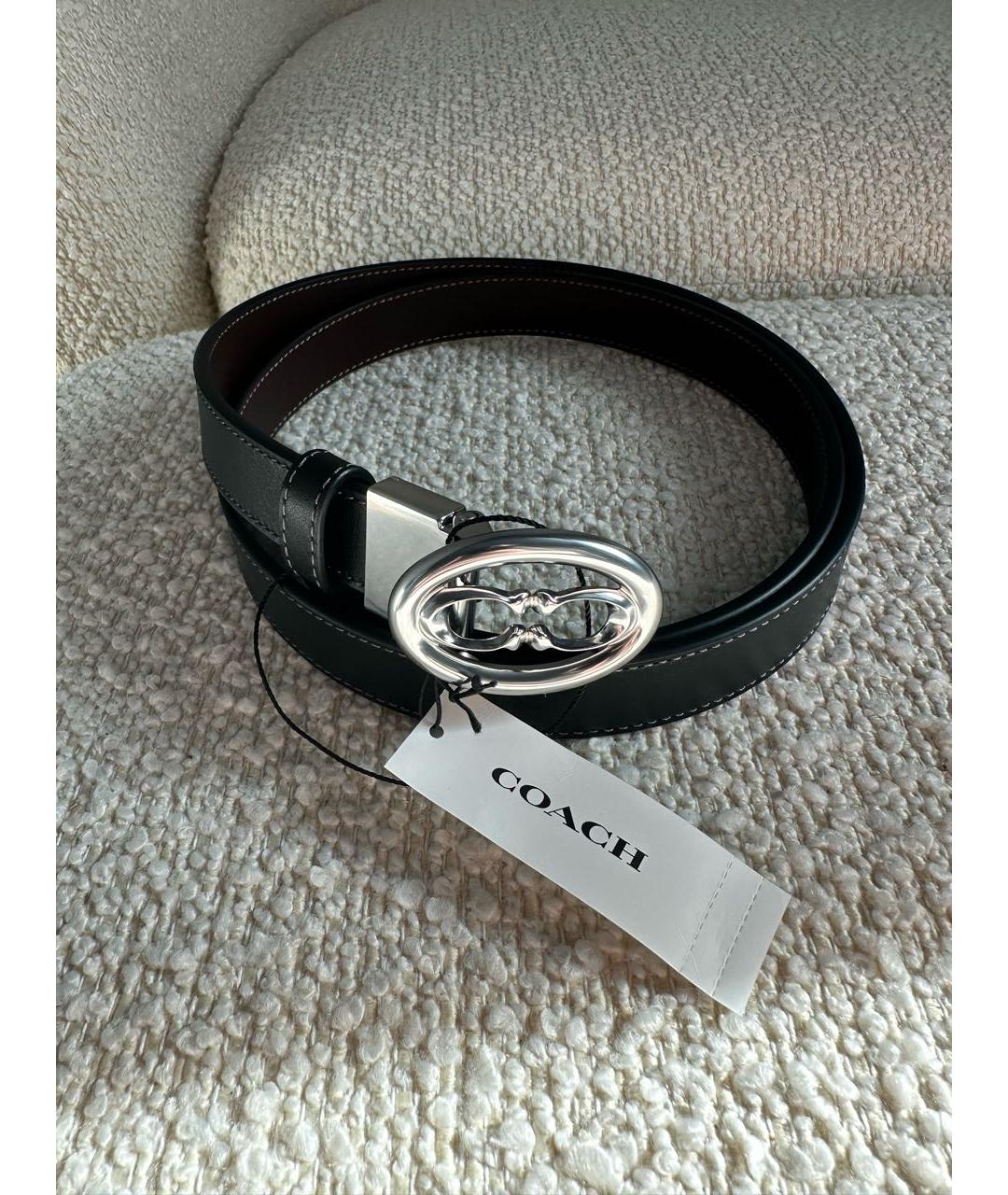 COACH Черный кожаный ремень, фото 5